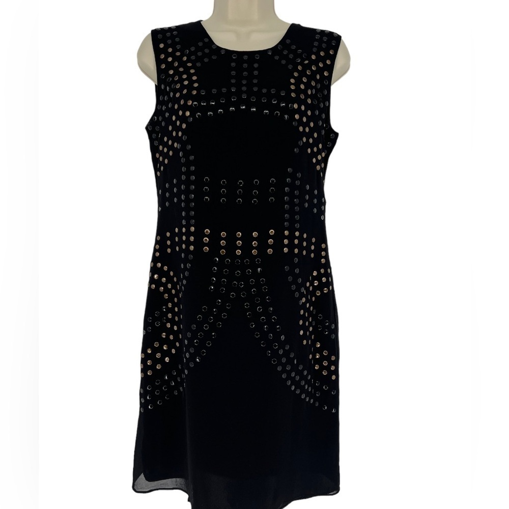 Cynthia Rowley Black Silk Studded‎ Sheath Dress Size 6